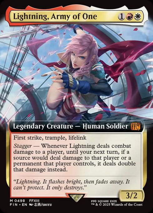 Lightning, Army of One (FIN-498) - FINAL FANTASY: (Extended Art) - Magic The Gathering