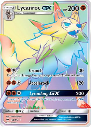 Lycanroc-GX 155/147 - Burning Shadows Pokemon Holofoil