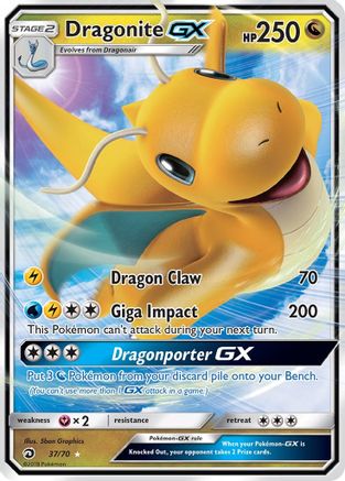Dragonite-GX 37/70 - Dragon Majesty Pokemon Holofoil