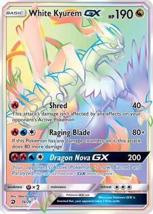 White Kyurem-GX 74/70 - Dragon Majesty Pokemon Holofoil