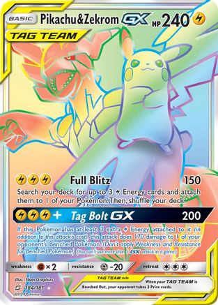 Pikachu & Zekrom-GX 184/181 - Team Up Pokemon Holofoil