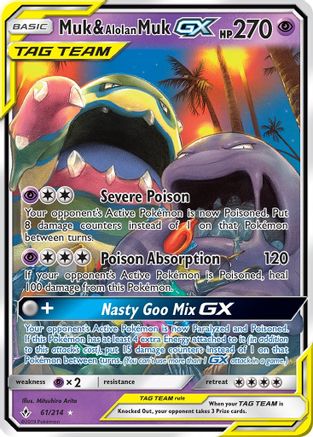 Muk & Alolan Muk-GX 61/214 - Unbroken Bonds Pokemon Holofoil