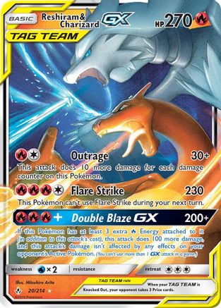 Reshiram & Charizard-GX 20/214 - Unbroken Bonds Pokemon Holofoil