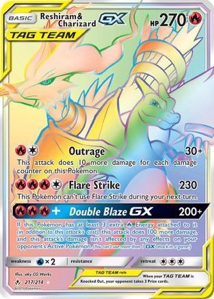 Reshiram & Charizard-GX 217/214 - Unbroken Bonds Pokemon Holofoil