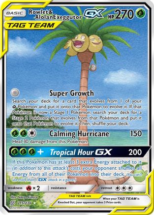 Rowlet & Alolan Exeggutor-GX 215/236 - Unified Minds Pokemon Holofoil