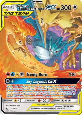 Moltres & Zapdos & Articuno-GX 44/68 - Hidden Fates Pokemon Holofoil
