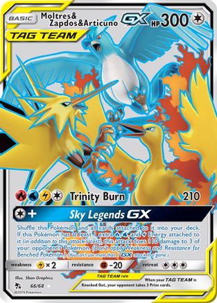 Moltres & Zapdos & Articuno-GX 66/68 - Hidden Fates Pokemon Holofoil