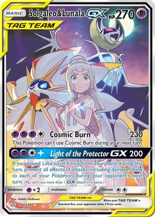 Solgaleo & Lunala-GX 216/236 - Cosmic Eclipse Pokemon Holofoil