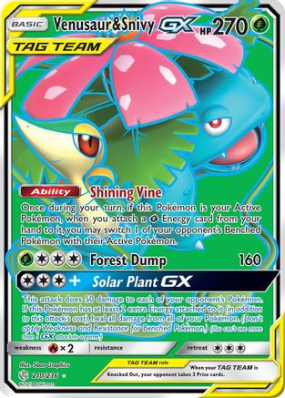 Venusaur & Snivy-GX 210/236 - Cosmic Eclipse Pokemon Holofoil
