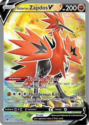 Galarian Zapdos V 173/198 - Pokemon Chilling Reign Holofoil