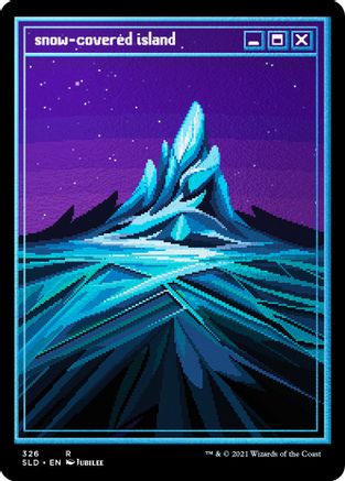 FOIL Snow-Covered Island (PixelSnowLands.jpg) (Foil Etched) (SLD-326) - Secret Lair Drop Series - Magic The Gathering