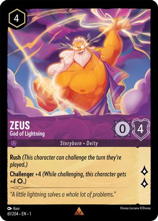 Zeus - God of Lightning (61/204) - The First Chapter Cold Foil - Lorcana