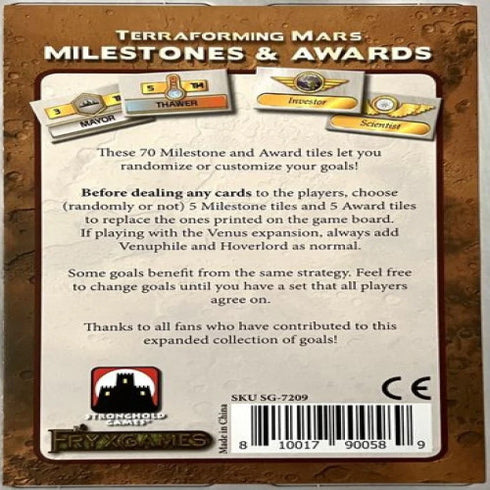 Terraforming Mars Milestones and Awards