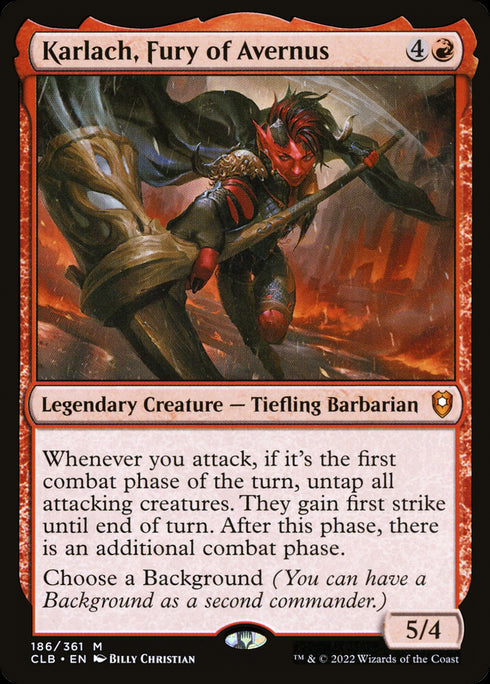 Karlach, Fury of Avernus (CLB-186) - Commander Legends: Battle for Baldur's Gate - Magic The Gathering