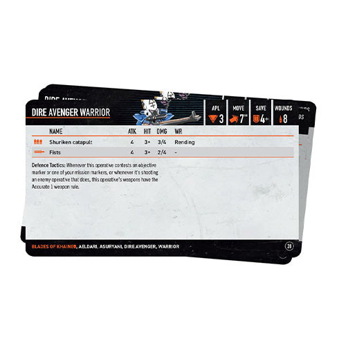 Warhammer 40K Kill Team Blades of Khaine Datacards