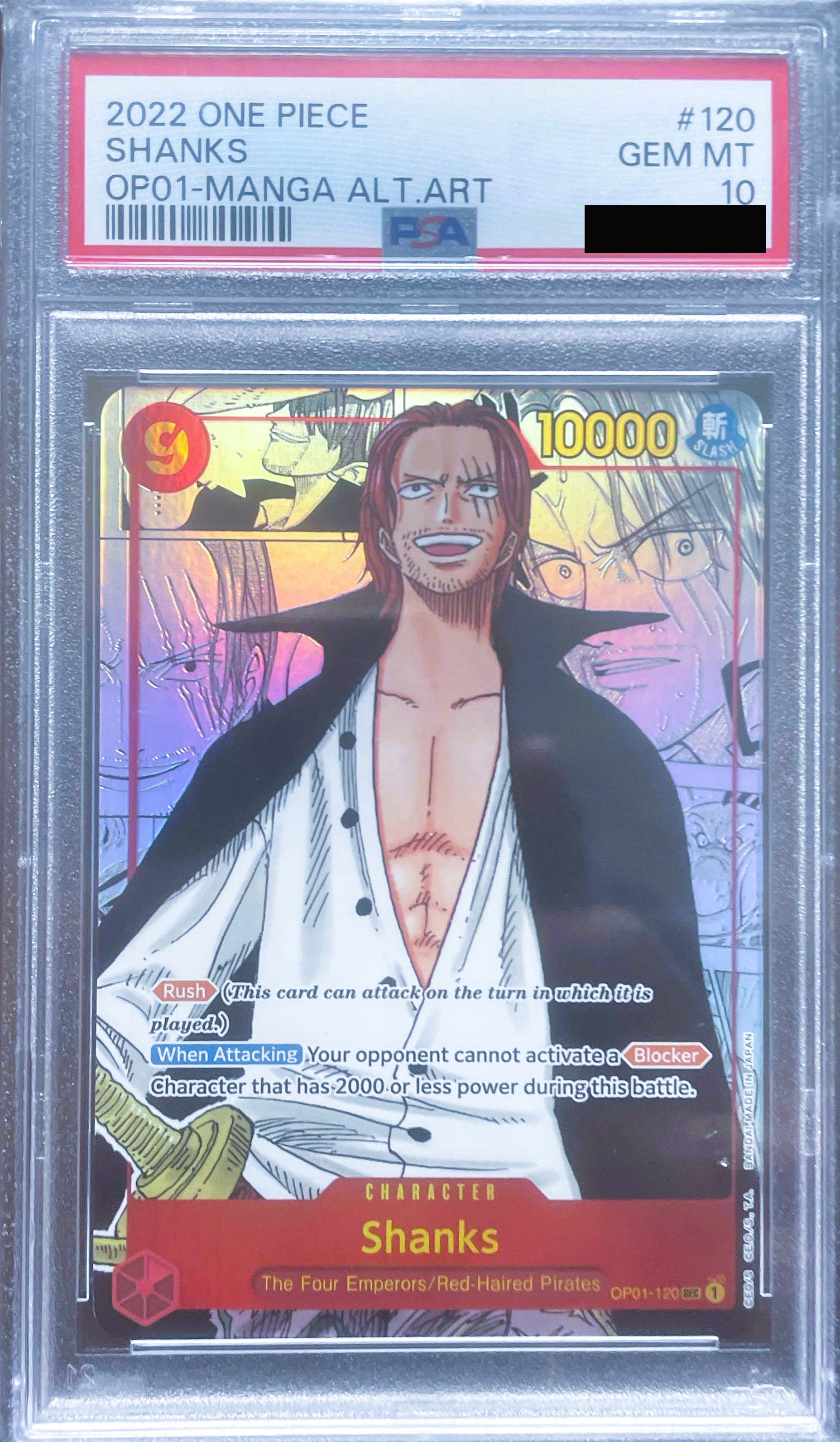 PSA 10 Manga Shanks Parallel Alternate Art OP01 120 One Piece