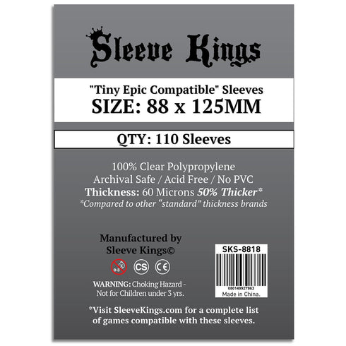 Sleeve Kings Board Game Sleeves Tiny Epic Compatible 88mm x 125mm 110ct