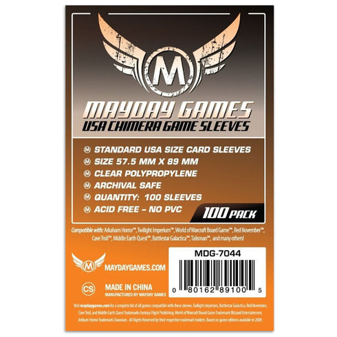 Mayday Standard USA Chimera Game Sleeves 100ct 57.5 X 89 MM Orange
