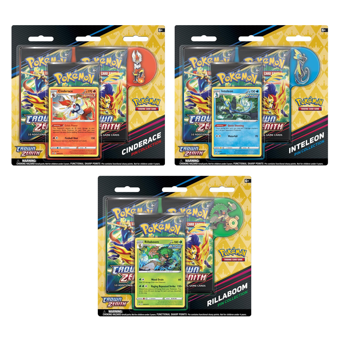 Crown Zenith Pin Blisters (Set of 3) Pokemon TCG Gameology product