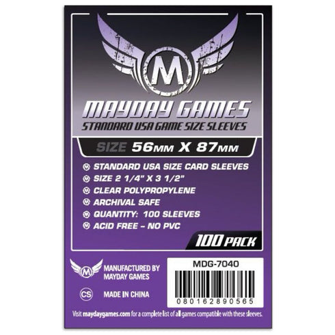 Mayday Standard USA Game Size Sleeves 100ct 56 X 87 mm Purple
