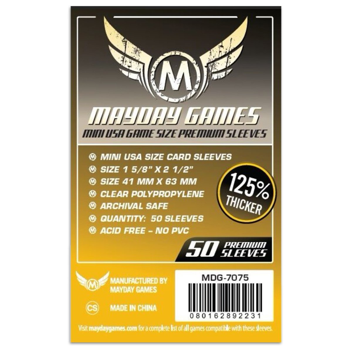 Mayday Premium Mini USA Sleeves 41 X 63 MM 50ct Dark Yellow Arkham Hor – Gameology