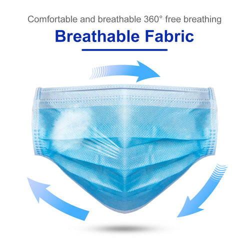 50 pcs Disposable Face Mask Protective 3 Layer Respirator Meltblown