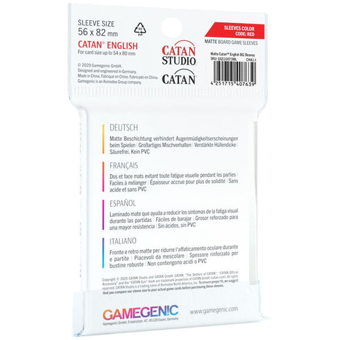 Gamegenic Matte Board Game Sleeves Catan English 56mm x 82mm 60pc