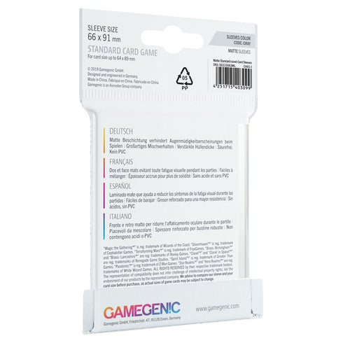 Gamegenic Matte Board Game Sleeves Standard Size 66mm x 91mm 50pc