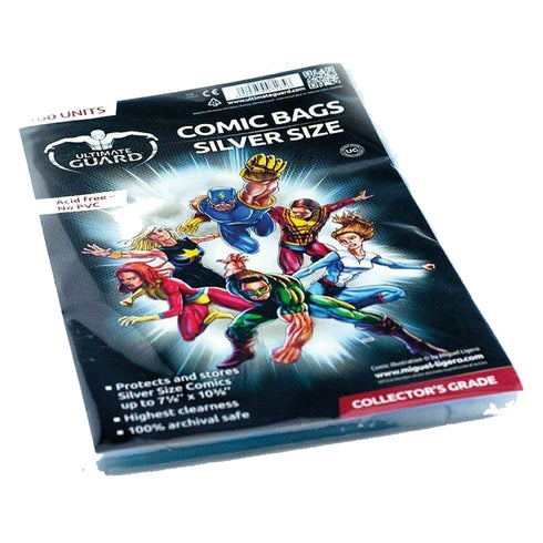 Ultimate Guard Comic Bags Resealable Silver Size 100ct
