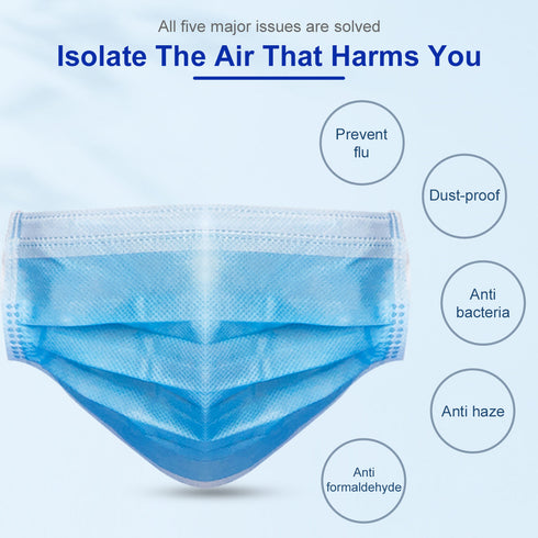 50 pcs Disposable Face Mask Protective 3 Layer Respirator Meltblown