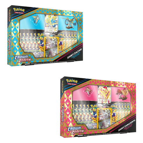 POKEMON TCG Crown Zenith Shiny Zacian and Shiny Zamazenta Figure Boxes (Pair)