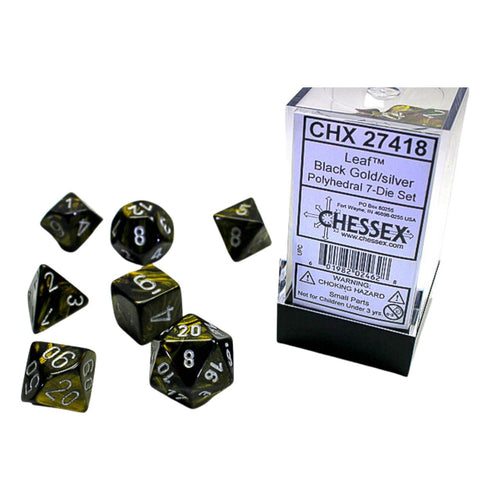 Chessex CHX 27418 Leaf Black Gold/silver 7-Die Set
