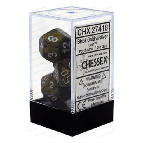 Chessex CHX 27418 Leaf Black Gold/silver 7-Die Set