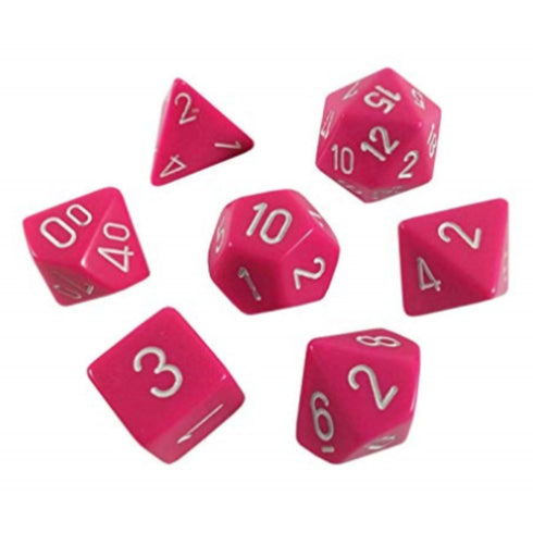 Chessex CHX 25444 Opaque Polyhedral Pink/white 7-Die Set