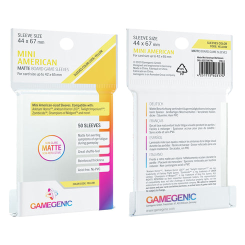 Gamegenic Matte Board Game Sleeves Mini American Sized 44mm x 67mm 50pc