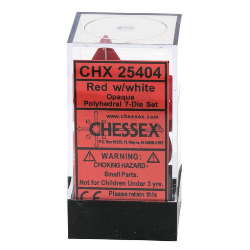 Chessex CHX 25404 Opaque Polyhedral Red/white 7-Die Set