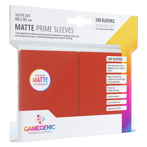 Gamegenic Matte Prime Card Sleeves Red (66mm x 91mm) (100 Sleeves Per Pack)