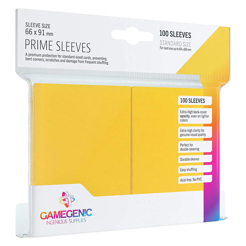 Gamegenic Prime Card Sleeves Yellow (66mm x 91mm) (100 Sleeves Per Pack)