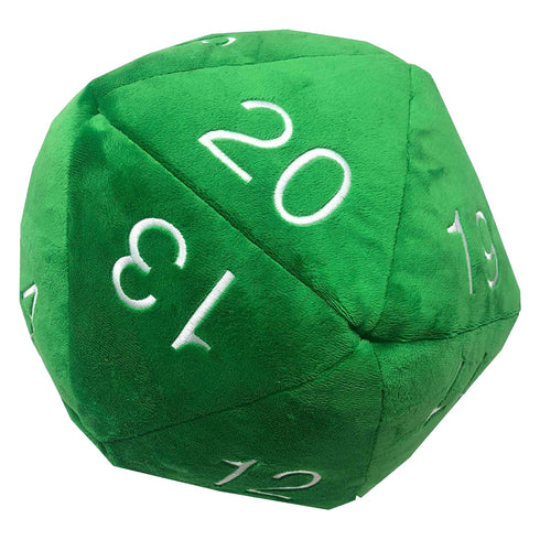 Jumbo D20 Dice Plush Green and White