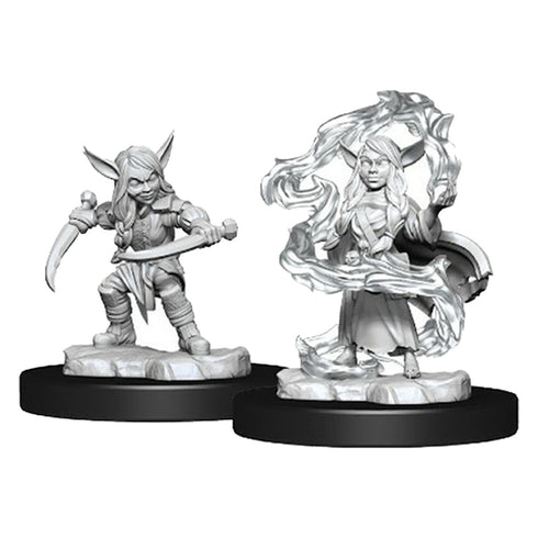 Critical Role Unpainted Miniatures Goblin Sorceror and Rogue Female 2ct