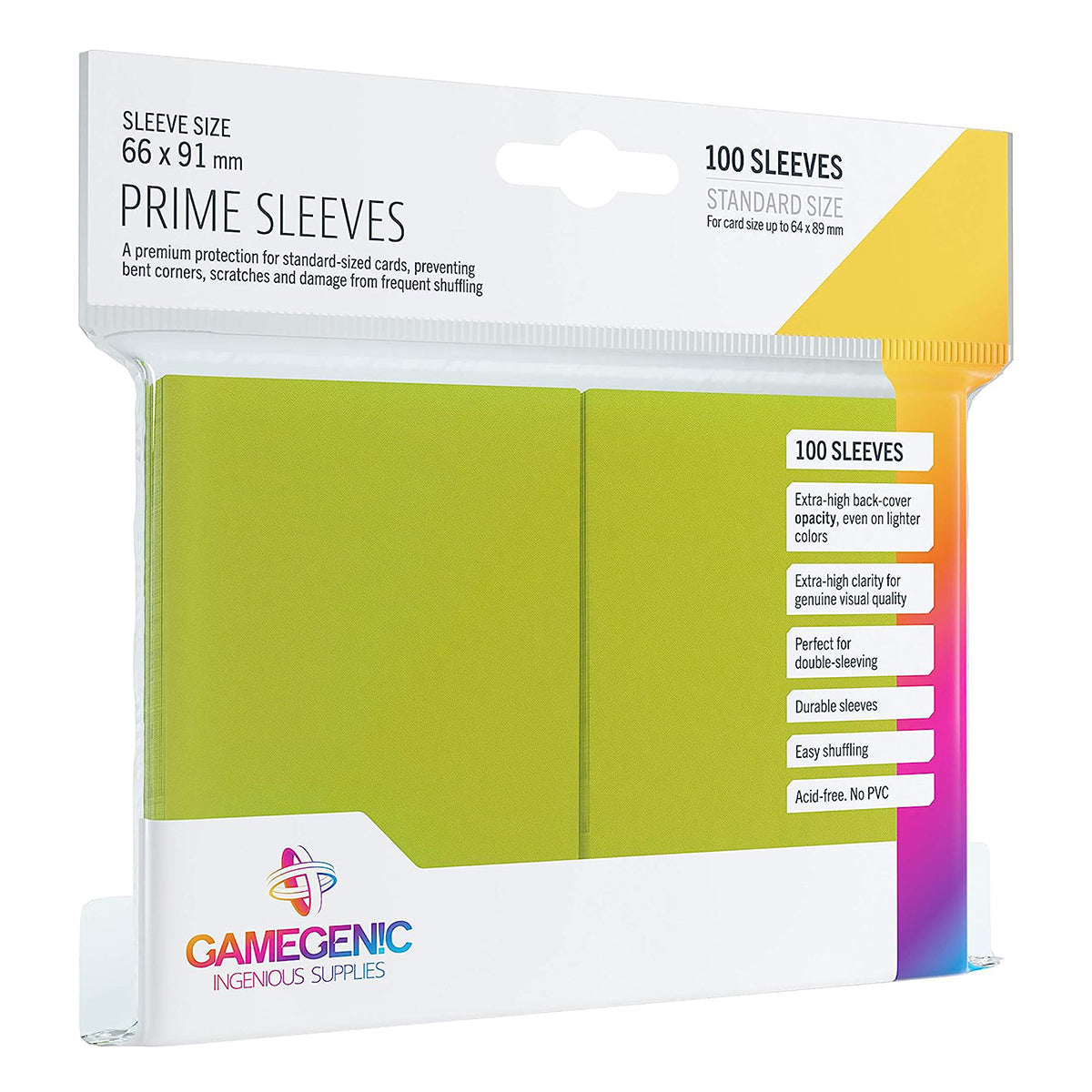 Gamegenic Prime Card Sleeves Lime (66mm x 91mm) (100 Sleeves Per Pack ...