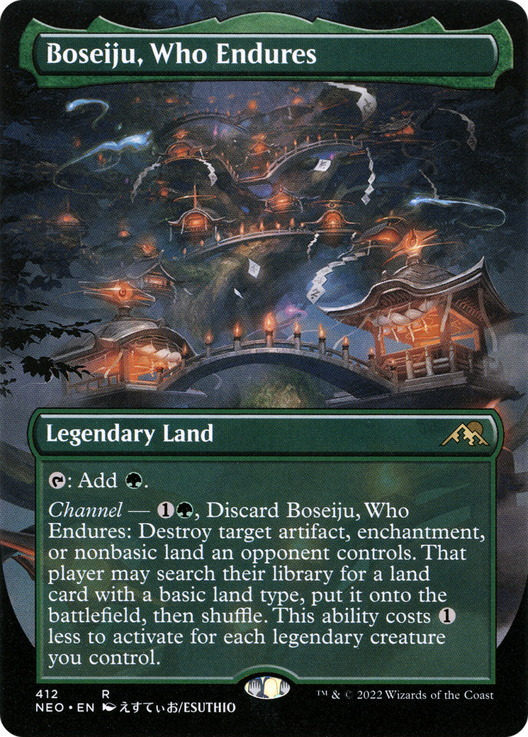 FOIL Boseiju, Who Endures (Borderless) (NEO-412) - Kamigawa: Neon Dynasty - Magic The Gathering