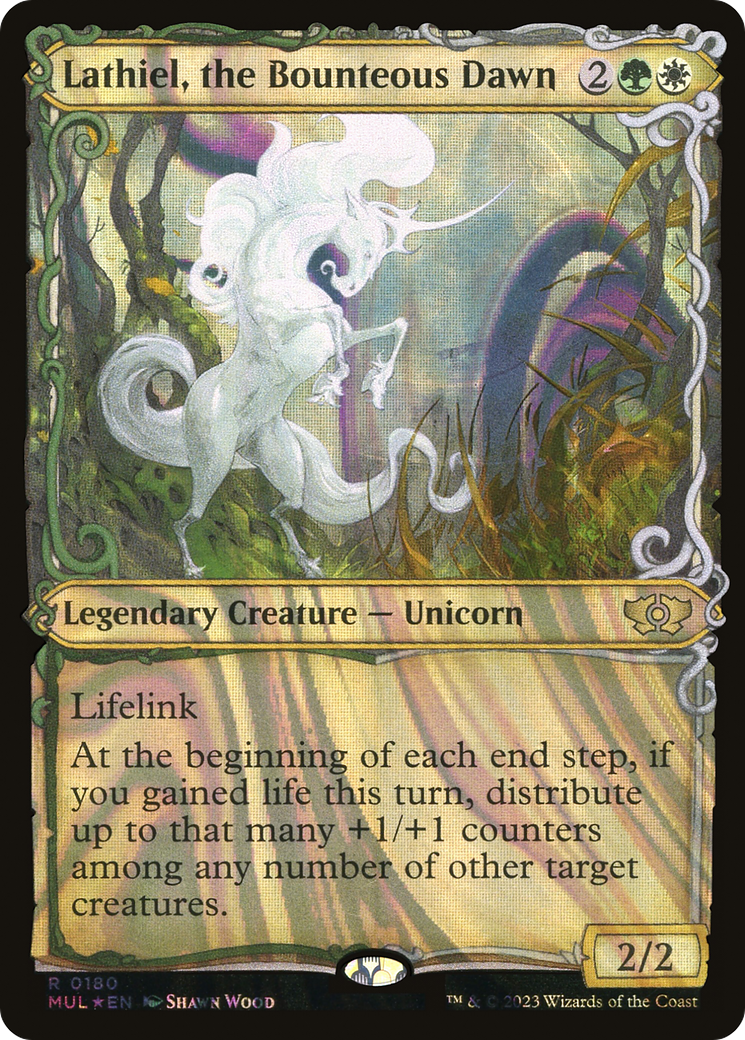 FOIL Lathiel, the Bounteous Dawn (Halo Foil) (MUL-180) - Multiverse Legends - Magic The Gathering