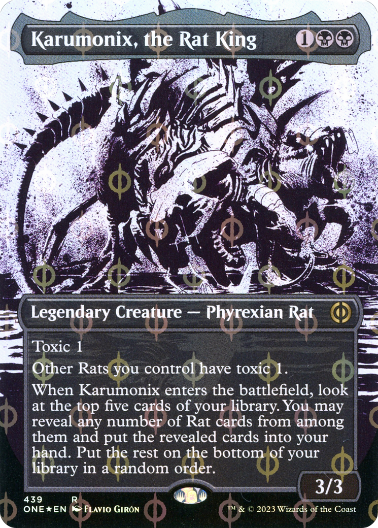 FOIL Karumonix, the Rat King (Showcase) (Step-and-Compleat Foil) (ONE-439) - Phyrexia: All Will Be One - Magic The Gathering
