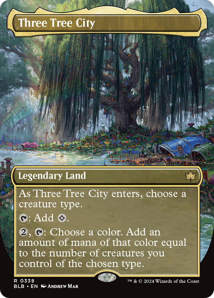 FOIL Three Tree City (Borderless) (0338) (BLB-338) - Bloomburrow - Magic The Gathering