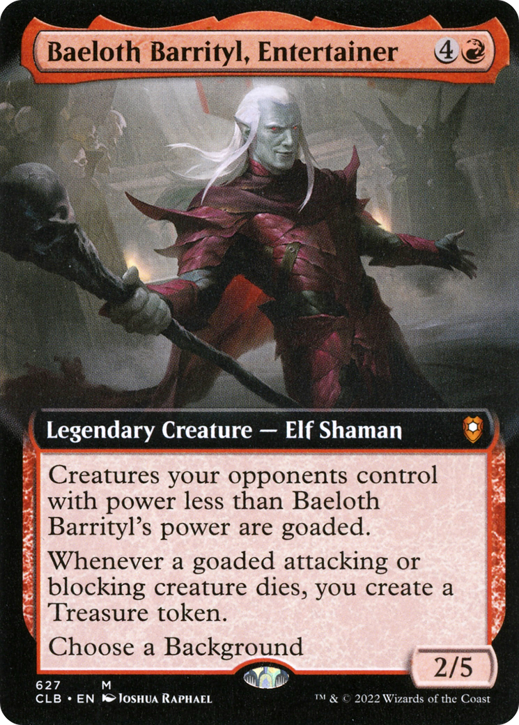 Baeloth Barrityl, Entertainer (Extended Art) (CLB-627) - Commander Legends: Battle for Baldur's Gate - Magic The Gathering