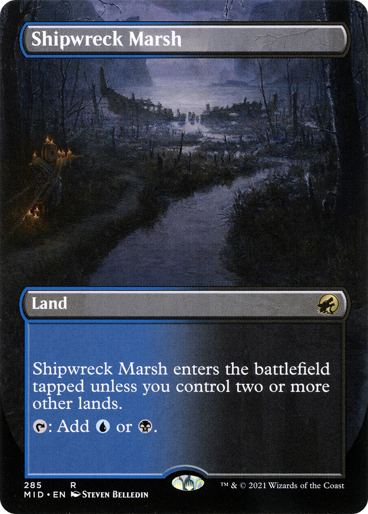 FOIL Shipwreck Marsh (Borderless) (MID-285) - Innistrad: Midnight Hunt - Magic The Gathering