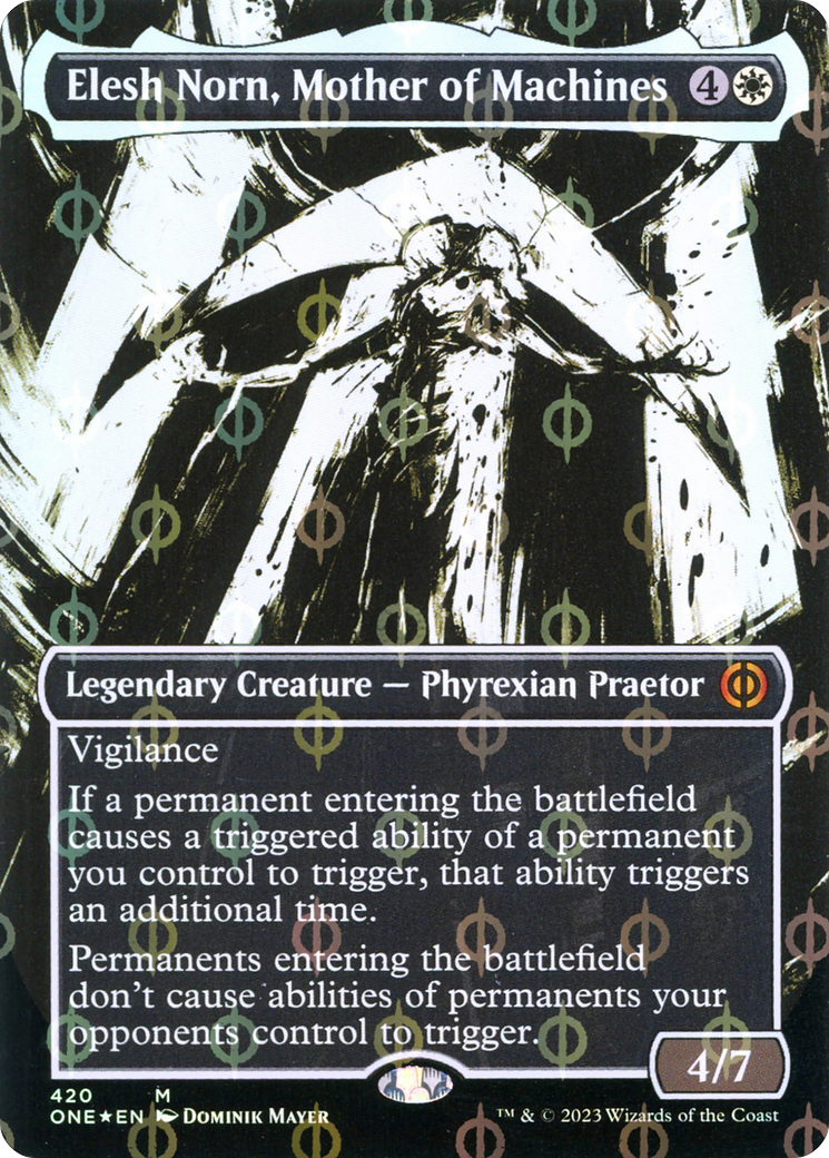 FOIL Elesh Norn, Mother of Machines (Showcase) (Step-and-Compleat Foil) (ONE-420) - Phyrexia: All Will Be One - Magic The Gathering