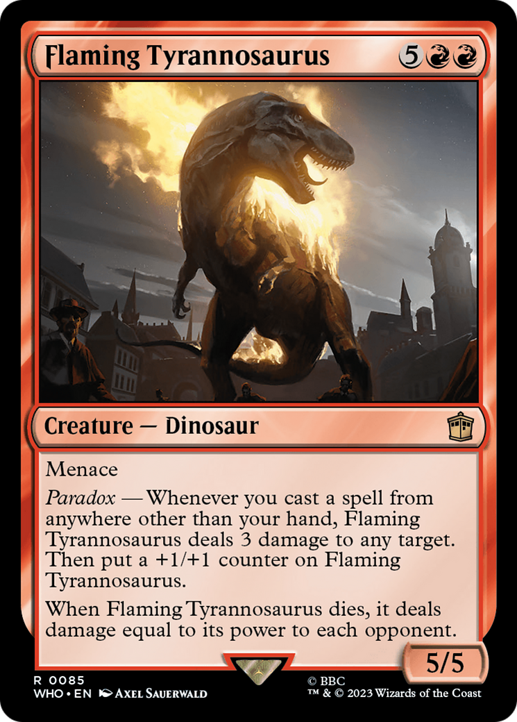Flaming Tyrannosaurus (WHO-085) - Doctor Who - Magic The Gathering