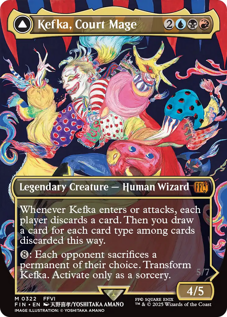 FOIL Kefka, Court Mage (Borderless) (0322) (FIN-322) - FINAL FANTASY - Magic The Gathering